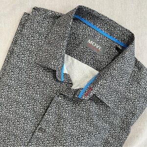 Move Performance Apparel men's long sleeve shirt, gray/floral, size L, stretch